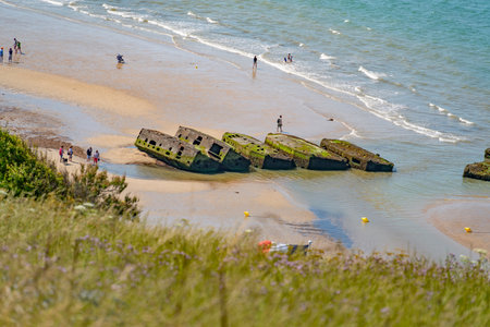Scenery at Gold beach near Arromanches-les-Bains which was one of the five areas of the Allied...