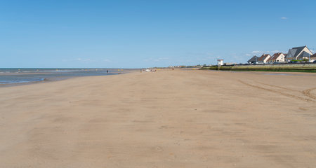 Scenery at Gold beach near Arromanches-les-Bains which was one of the five areas of the Allied invasion of German-occupied France in the Normandy landings on 6 June 1944の写真素材