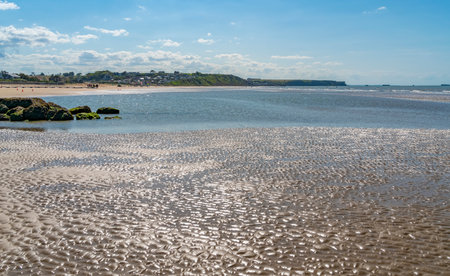 Scenery at Gold beach near Arromanches-les-Bains which was one of the five areas of the Allied invasion of German-occupied France in the Normandy landings on 6 June 1944の写真素材