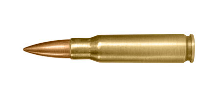 Metallic ammunition in white backの写真素材