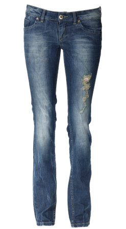 A pair of jeans isolated on white backの写真素材