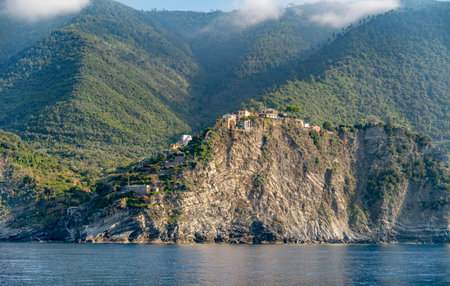Scenery around Corniglia, a small village at a coastal area named Cinque Terre in Liguria, located...