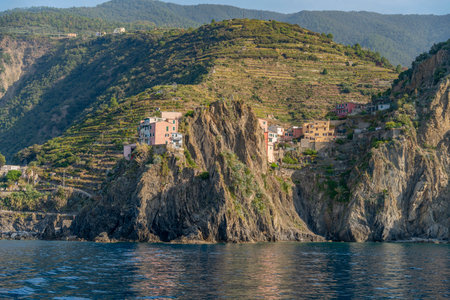 Scenery around Manarola, a small town at a coastal area named Cinque Terre in Liguria, located in the northwest of Italyの写真素材