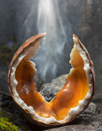 Symbolic visualization of the proverb "Hard shell, soft core"の素材