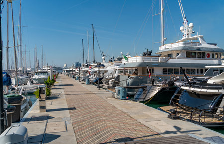 Scenery around the port in Genoa, the capital of the Italian region of Liguriaの写真素材