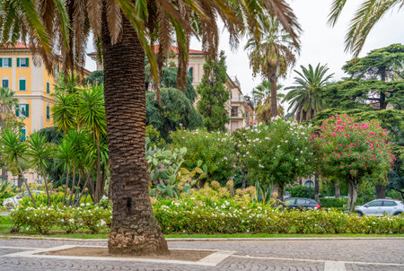 City view with lots of vegetation lakes in La Spezia, a city in the southern part of the Liguria region in Italyの写真素材