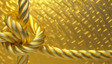 AI generated image showing golden filament with a knot in golden ambianceの素材