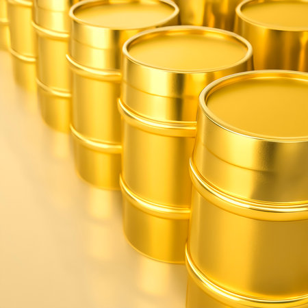 AI generated image showing golden barrels in golden ambianceの素材