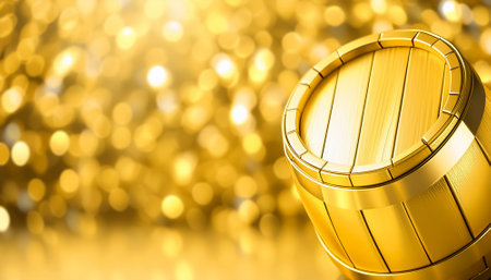 AI generated image showing a golden cask detail in golden ambianceの素材