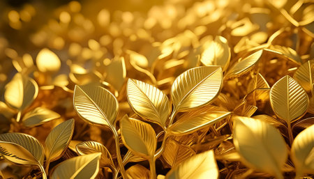 AI generated image showing lots of golden plant leavesの素材