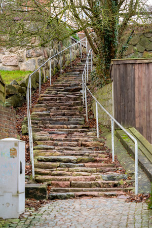Old stairway seen in Kappeln, a town of Schleswig-Holstein in Northern Germany