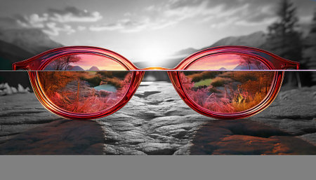 AI generated image showing a view through rose-colored glassesの素材