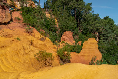 Impression around the Ocher Path near Roussillon, a commune in the Vaucluse department of the Provence region in southern Franceの写真素材