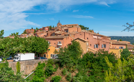 Impression of Roussillon, a commune in the Vaucluse department of the Provence region in southern Franceの写真素材