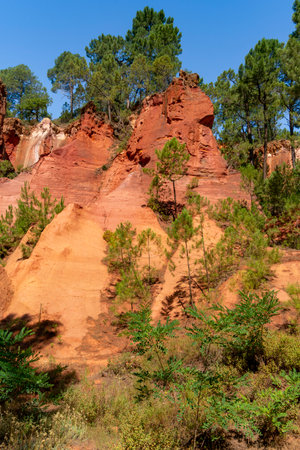 Impression around the Ocher Path near Roussillon, a commune in the Vaucluse department of the Provence region in southern Franceの写真素材