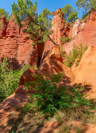 Impression around the Ocher Path near Roussillon, a commune in the Vaucluse department of the Provence region in southern Franceの写真素材