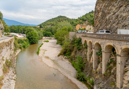 Scenery around Vaison-la-Romaine, a town in the Vaucluse department in the Provence region in southeastern France.の写真素材