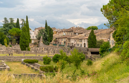 Scenery around Vaison-la-Romaine, a town in the Vaucluse department in the Provence region in southeastern France.の写真素材