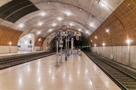 Underground station in Monaco, a sovereign city-state and microstate on the French Riviera at the Mediterranean Sea.の写真素材