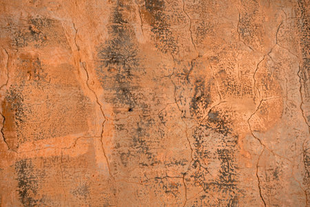 Full frame abstract rundown reddish wall closeupの写真素材