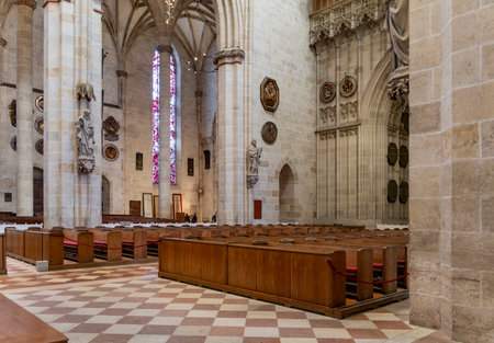 Scenery inside the Ulm Minster in Ulm, a city in a state named Baden-Wuerttemberg in southwestern Germanyの写真素材