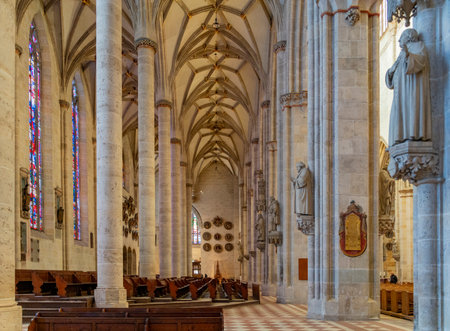 Scenery inside the Ulm Minster in Ulm, a city in a state named Baden-Wuerttemberg in southwestern Germanyの写真素材
