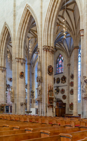 Scenery inside the Ulm Minster in Ulm, a city in a state named Baden-Wuerttemberg in southwestern Germanyの写真素材
