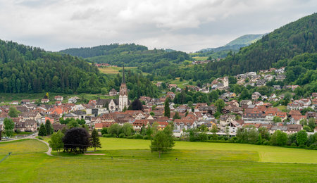 Idyllic impression around SchÃ¶nau in the Black Forest, a town in the district of LÃ¶rrach in Baden-WÃ¼rttemberg, Germanyの写真素材