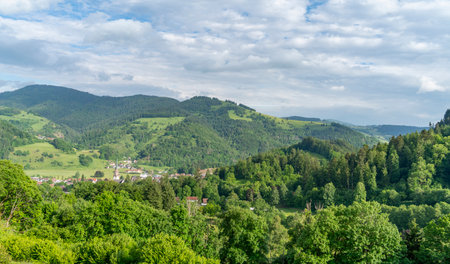Idyllic impression around SchÃ¶nau in the Black Forest, a town in the district of LÃ¶rrach in Baden-WÃ¼rttemberg, Germanyの写真素材