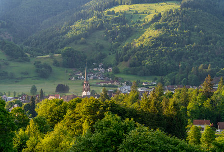 Idyllic impression around SchÃ¶nau in the Black Forest, a town in the district of LÃ¶rrach in Baden-WÃ¼rttemberg, Germanyの写真素材