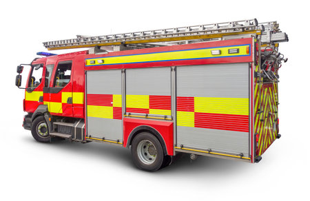 Fire engine isolated in white back with shadow