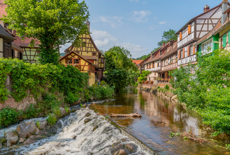 Impression of Kaysersberg, a historical town and former commune in Alsace in northeastern Franceの写真素材