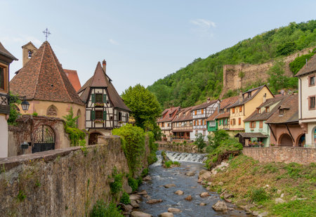 Impression of Kaysersberg, a historical town and former commune in Alsace in northeastern Franceの写真素材