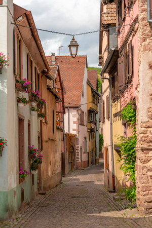 Impression of Riquewihr, a commune in the Haut-Rhin department in Grand Est in north-eastern France.の写真素材
