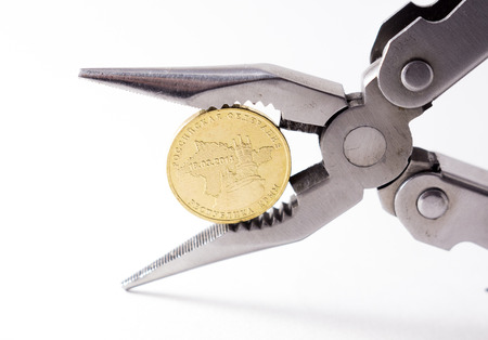 russian rouble in a pliersの写真素材