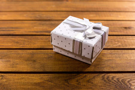 present box on wooden backgroundの写真素材