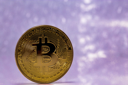 one golden bitcoinの写真素材