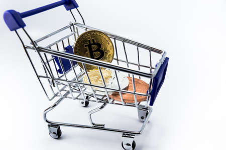 shopping cart with bitcoinの写真素材
