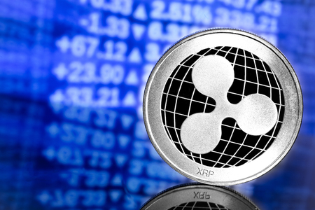 ripple coin on chart backgroundの写真素材