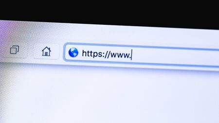 browsing bar with text http, on the screen notebook, closeup, macro