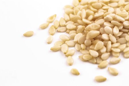 sesame seeds isolated on white backgroundの写真素材