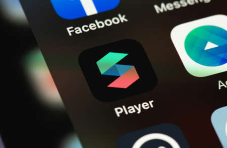 Spark AR mobile app on screen smartphone. Spark AR Studio (from Facebook) is an augmented reality...