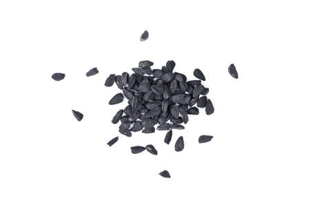 cumin caraway black seeds macro, closeup isolated on white background