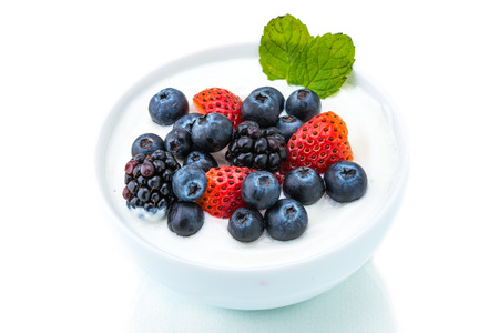 healthy breakfast with yogurt and berryの写真素材