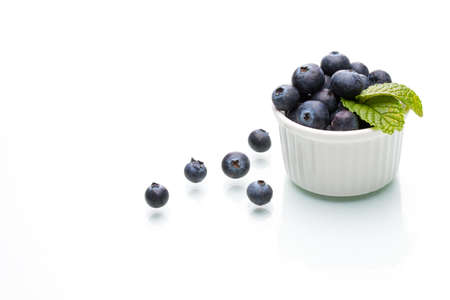 Blueberry with leafの写真素材