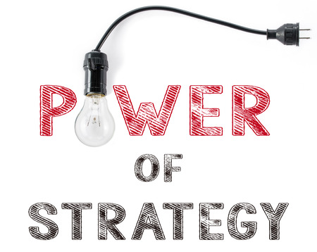 power of strategy phrase and light bulb,の写真素材