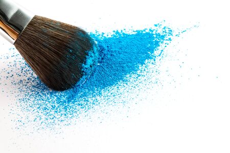 blue Powder Eyeshadow on a Brush, fashion beauty  tool blusherの写真素材