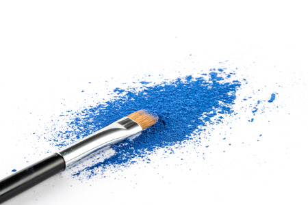 blue Powder Eyeshadow on a Brush, fashion beauty  tool blusherの写真素材
