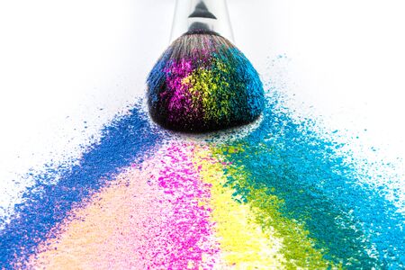 Multi Colored Powder Eyeshadow with Brush, fashion beauty  tool blusherの写真素材