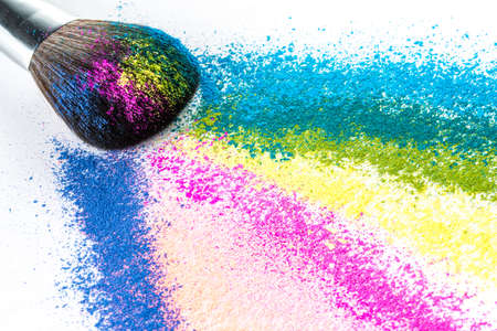 Multi Colored Powder Eyeshadow with Brush, fashion beauty  tool blusherの写真素材